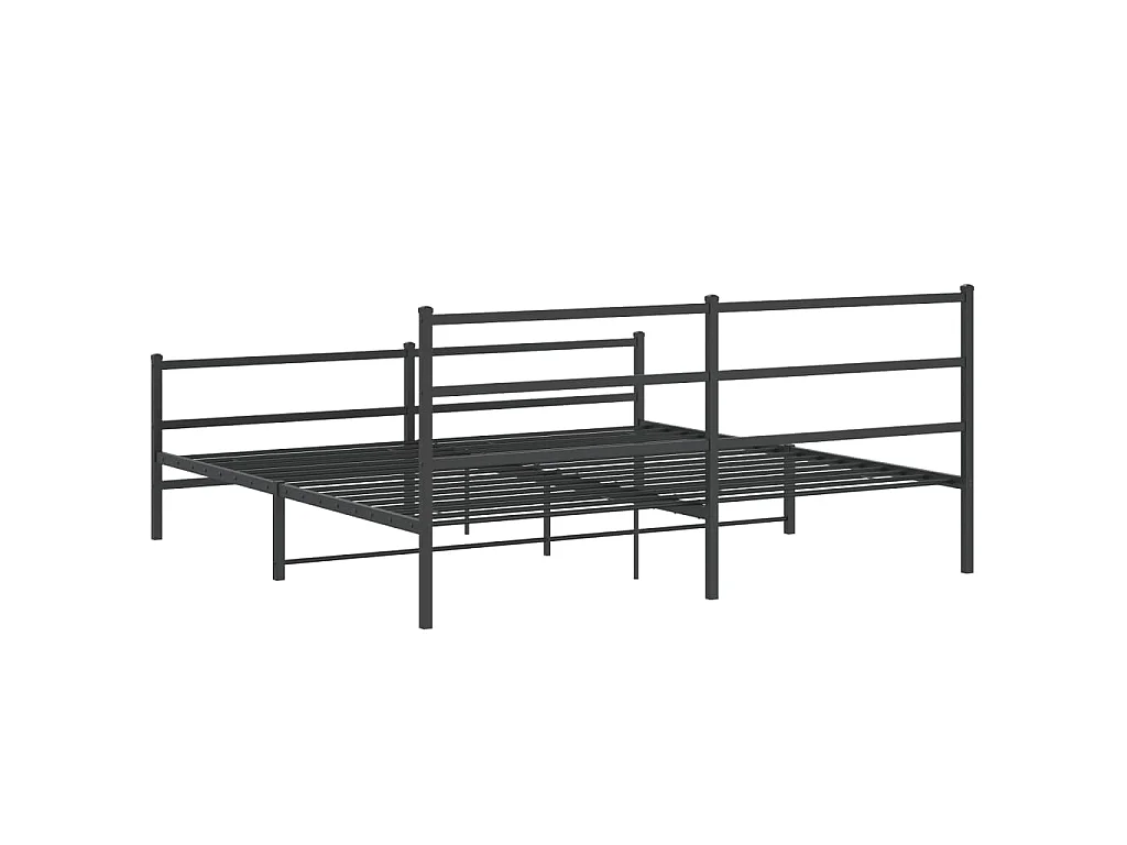 Cadre de lit métal sans matelas avec pied de lit noir 193x203cm