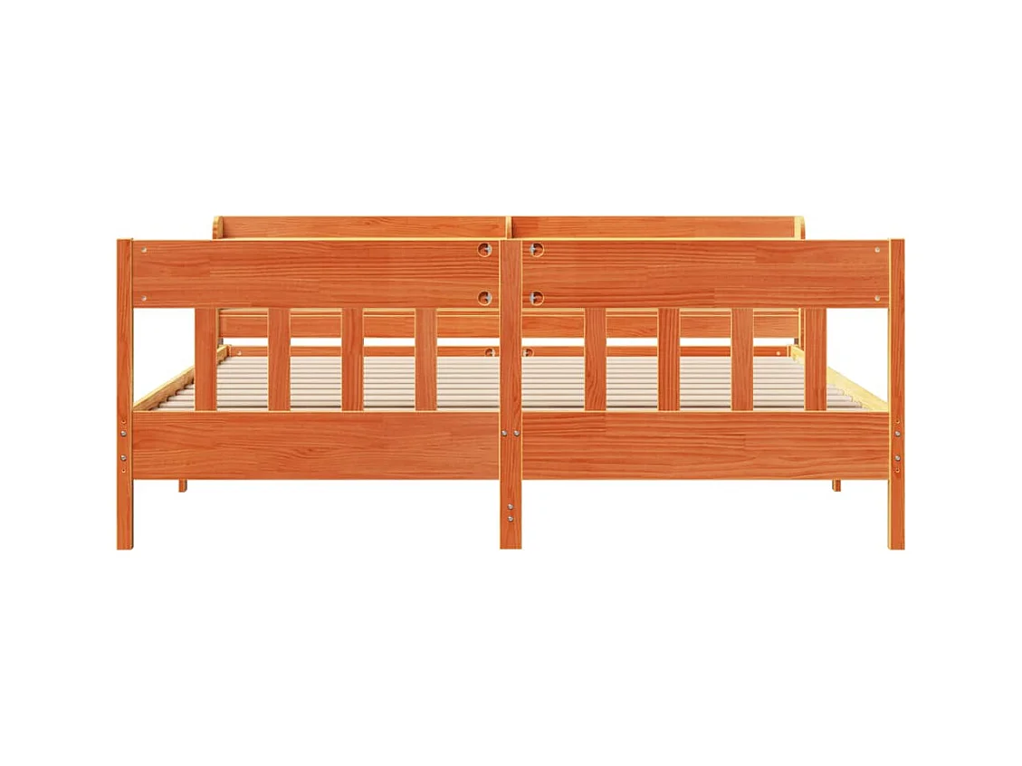 Cadre de lit sans matelas cire marron 200x200cm bois pin massif