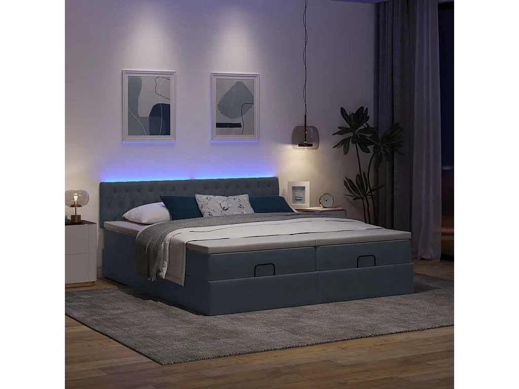 Ottoman bed met matrassen en LED's 200x200cm fluweel