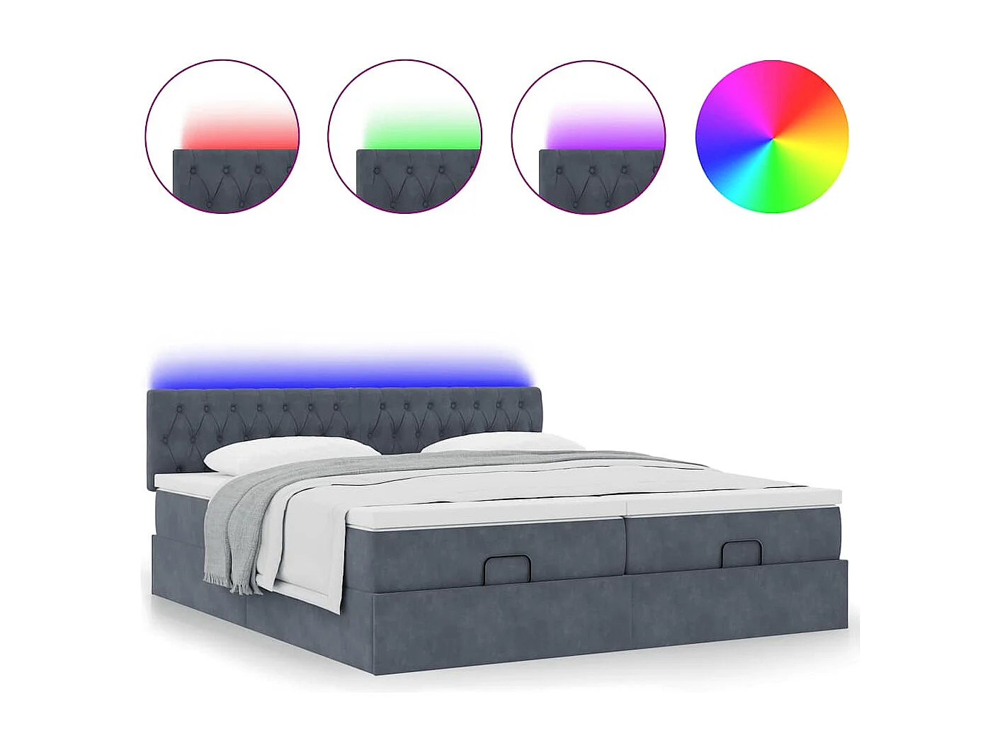 Ottoman bed met matrassen en LED's 200x200cm fluweel