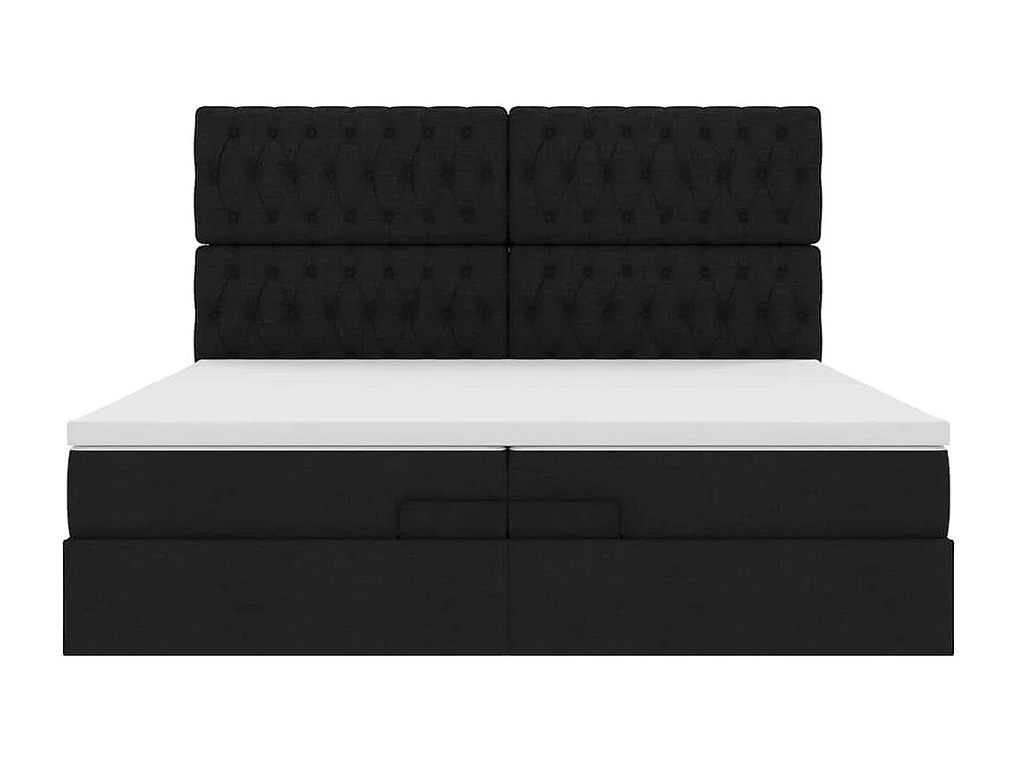 Ottoman bed met matrassen en LED's 200x200cm stof zwart