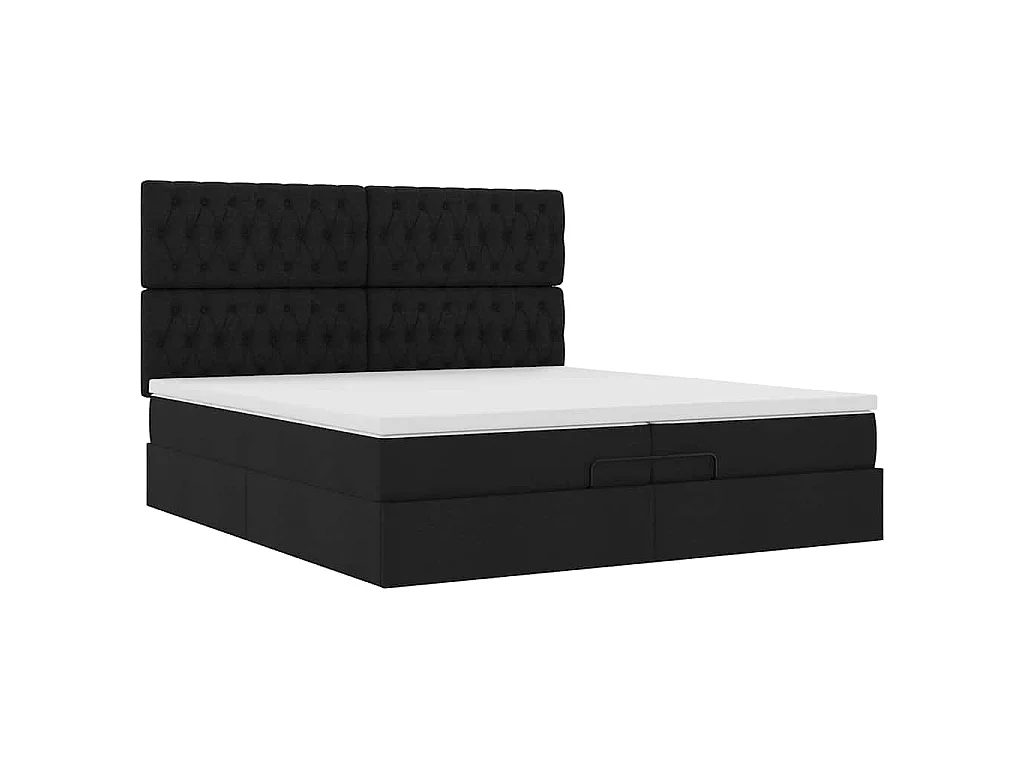 Ottoman bed met matrassen en LED's 200x200cm stof zwart