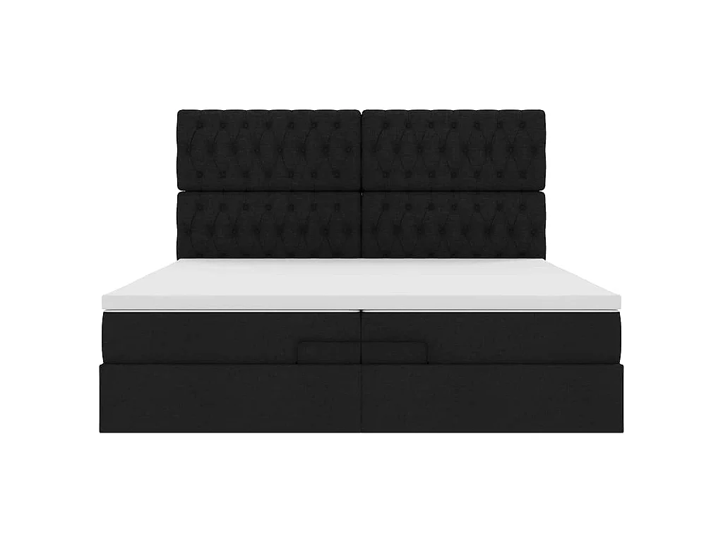 Ottoman bed met matrassen en LED's 200x200cm stof zwart