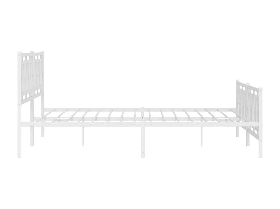 Bettgestell mit Kopf- und Fußteil Metall Weiß 193x203 cm