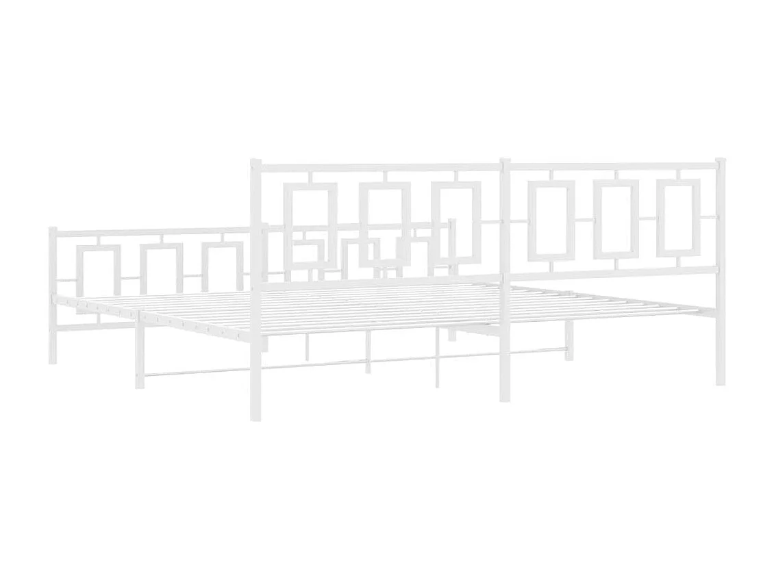 Bettgestell mit Kopf- und Fußteil Metall Weiß 193x203 cm
