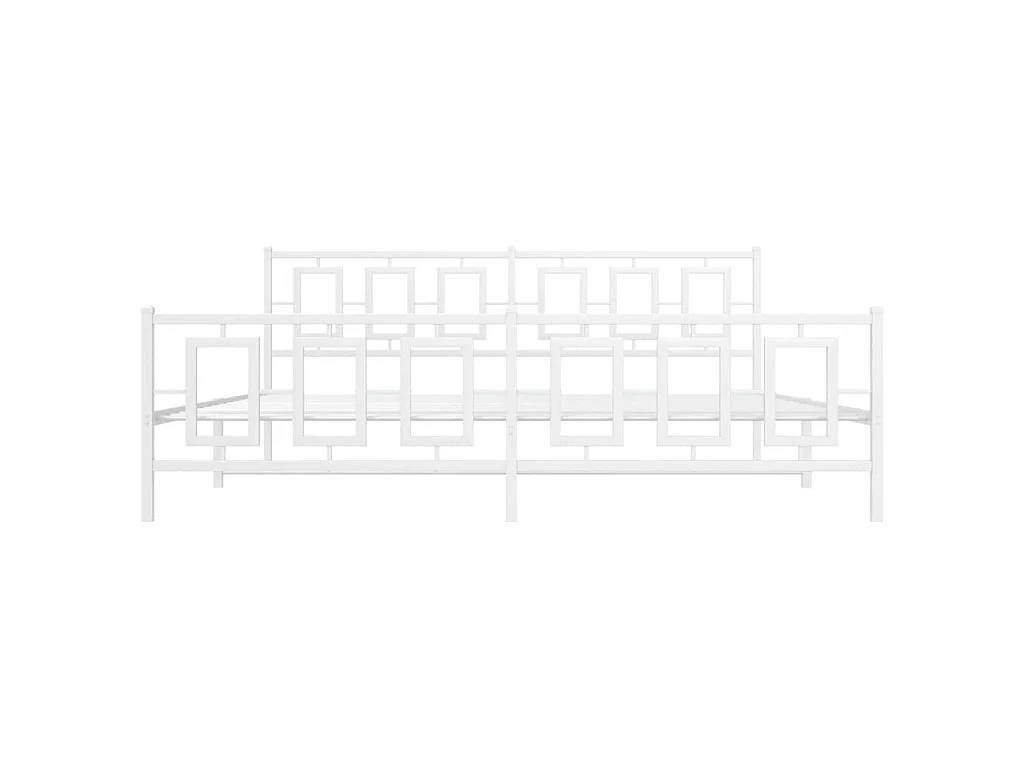 Cadre de lit métal sans matelas et pied de lit blanc 193x203 cm