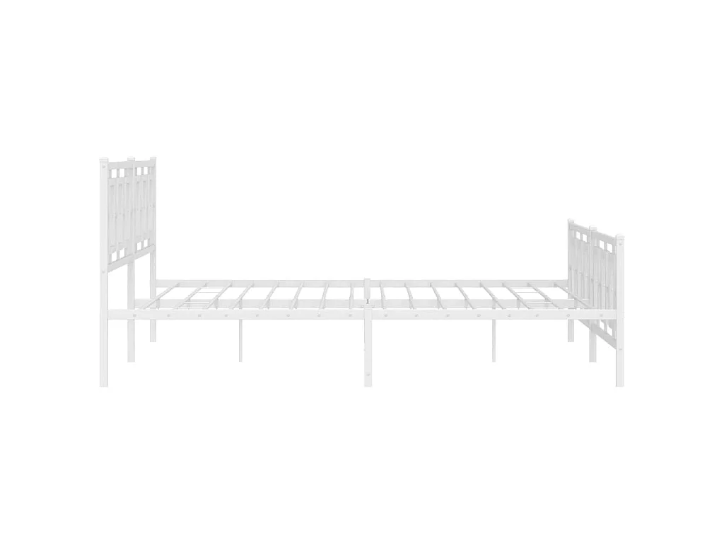 Cadre de lit métal sans matelas et pied de lit blanc 193x203 cm