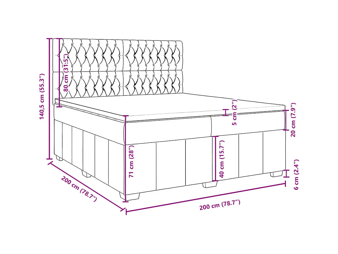 Boxspring met matras stof zwart 200x200 cm