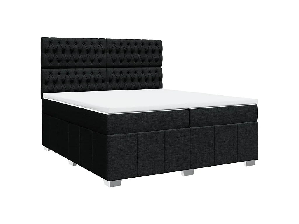 Cama box spring con colchón tela negro 200x200 cm
