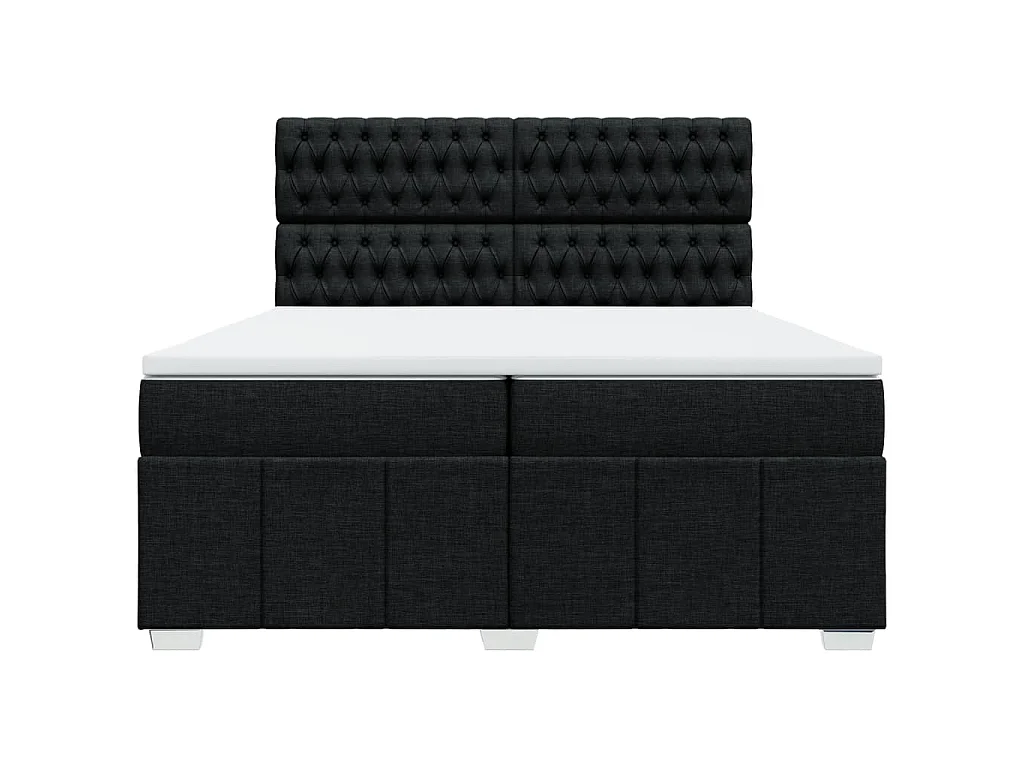 Cama box spring con colchón tela negro 200x200 cm