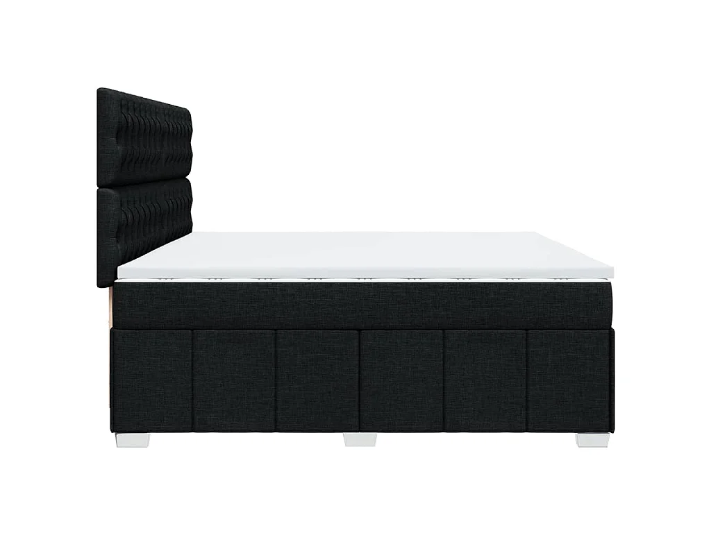 Cama box spring con colchón tela negro 200x200 cm