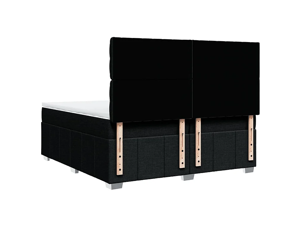 Cama box spring con colchón tela negro 200x200 cm
