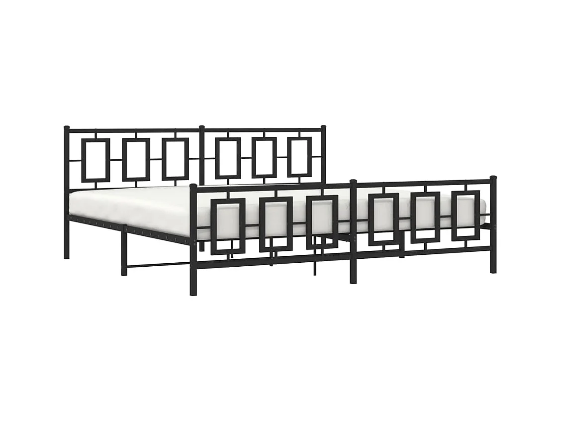 Cadre de lit métal sans matelas avec pied de lit noir 193x203cm