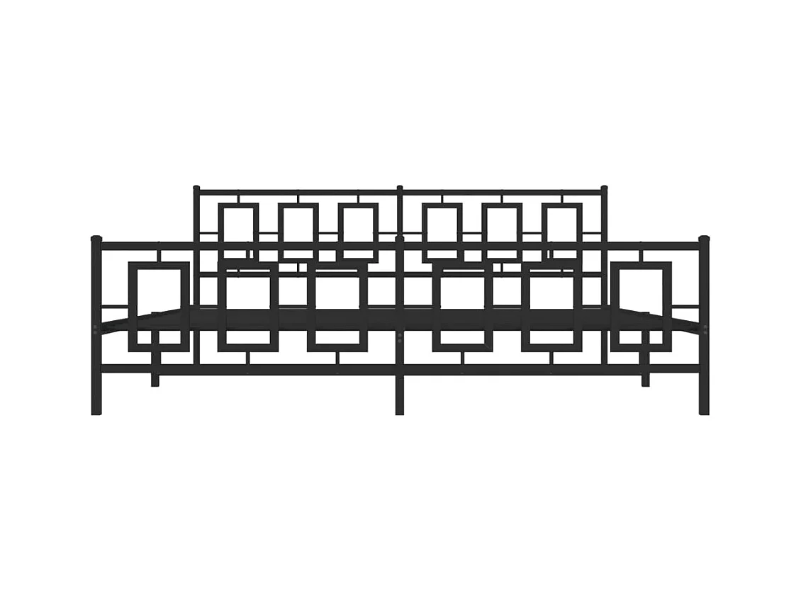 Cadre de lit métal sans matelas avec pied de lit noir 193x203cm