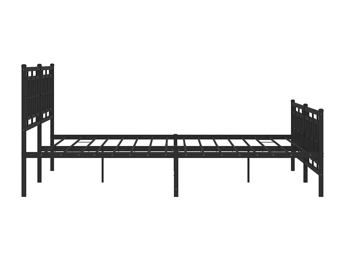 Cadre de lit métal sans matelas avec pied de lit noir 193x203cm