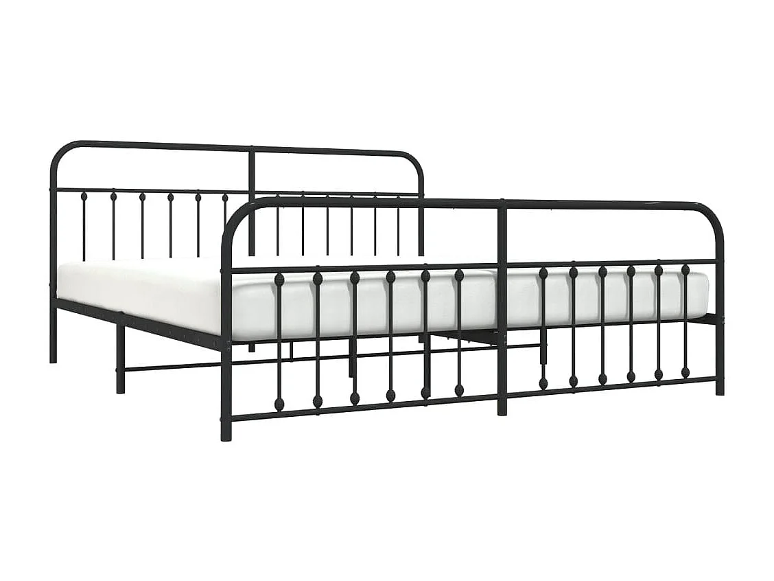 Giroletto con Testiera e Pediera Metallo Nero 193x203 cm