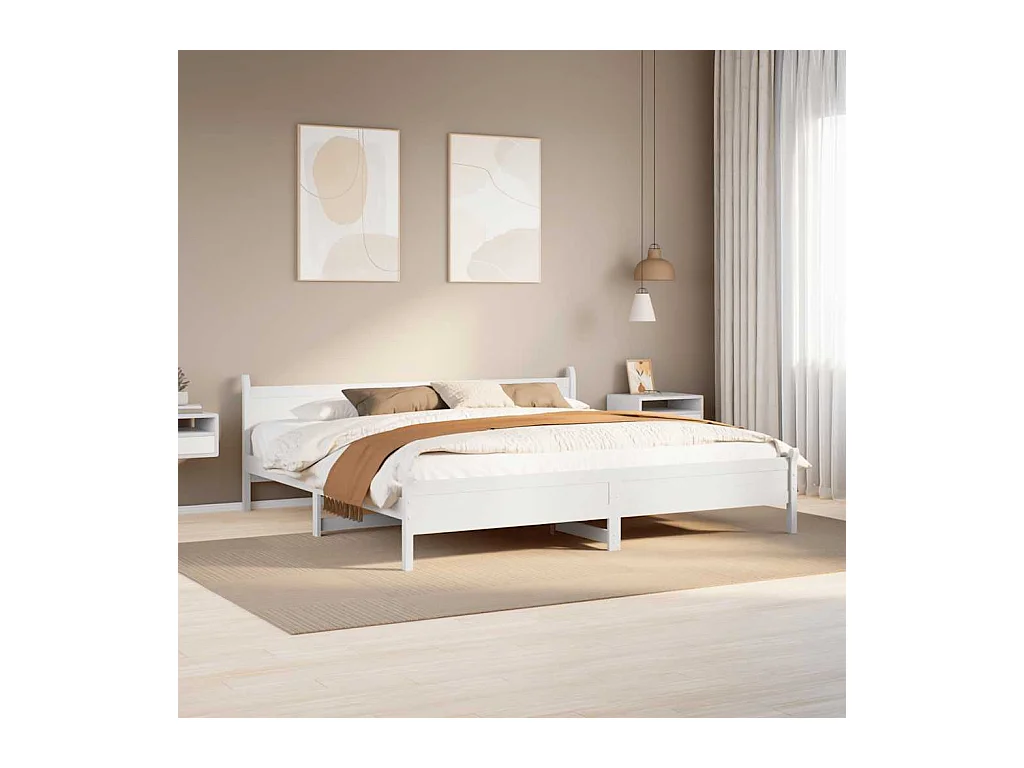 Giroletto senza Materasso Bianco 200x200 cm Legno Massello Pino