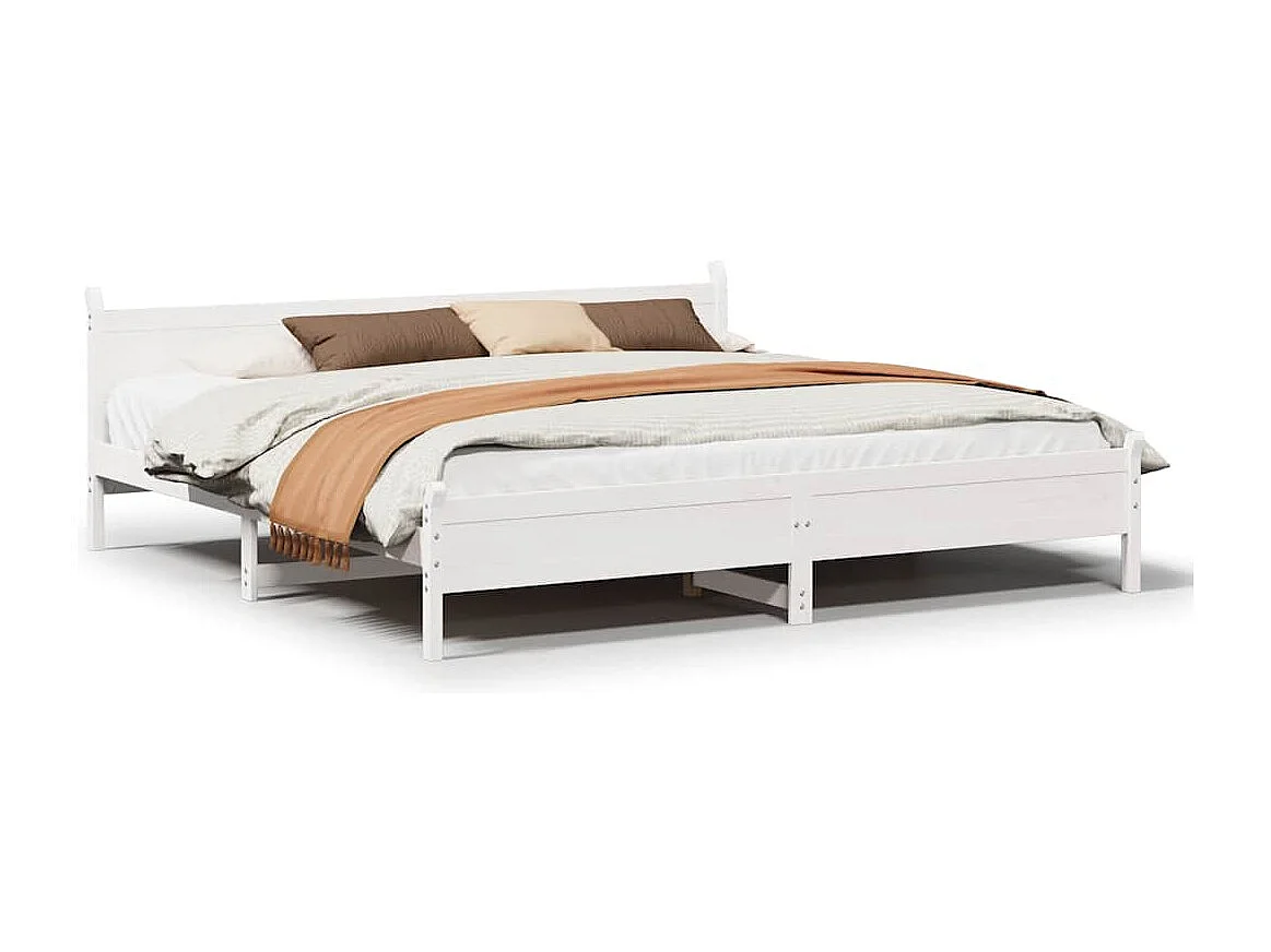 Bedframe zonder matras massief grenenhout wit 200x200 cm