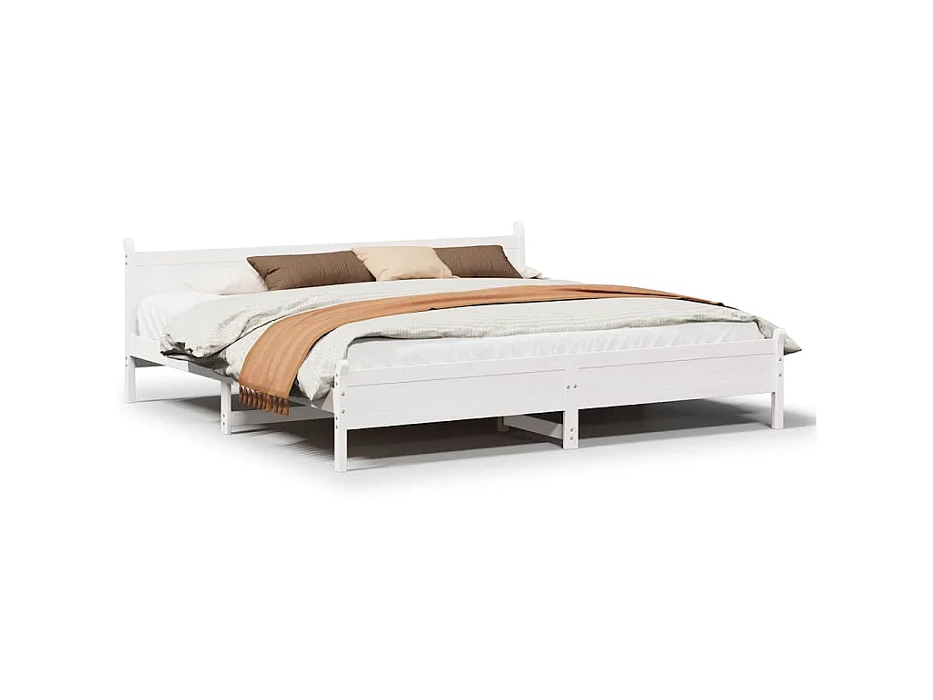 Giroletto senza Materasso Bianco 200x200 cm Legno Massello Pino