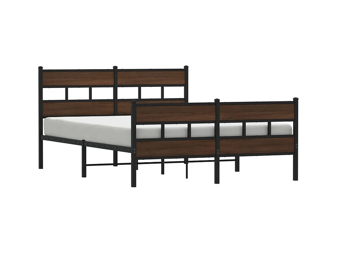 Metallbett ohne Matratze Braun Eichen-Optik 150x200 cm