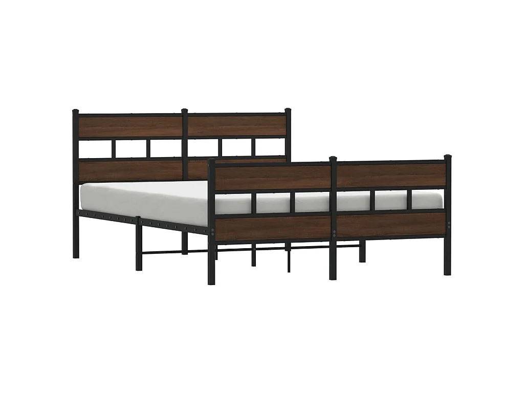 Cadre de lit en métal sans matelas chêne marron 150x200 cm