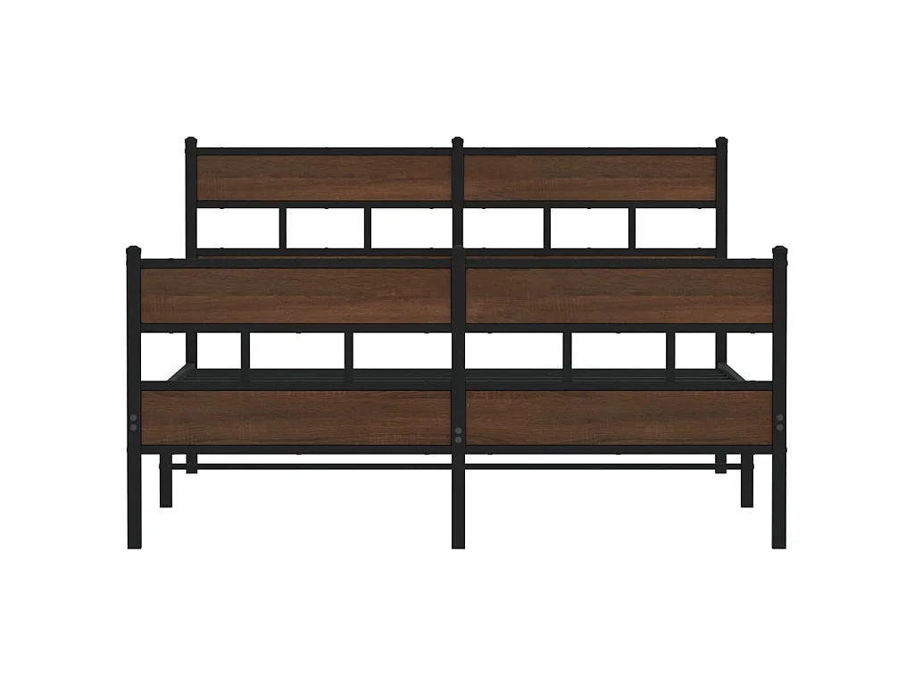 Cadre de lit en métal sans matelas chêne marron 150x200 cm