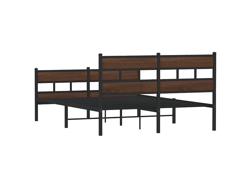 Cadre de lit en métal sans matelas chêne marron 150x200 cm