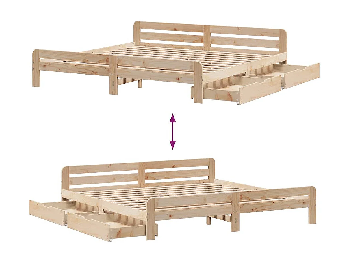 Cadre de lit sans matelas 200x200 cm bois massif de pin