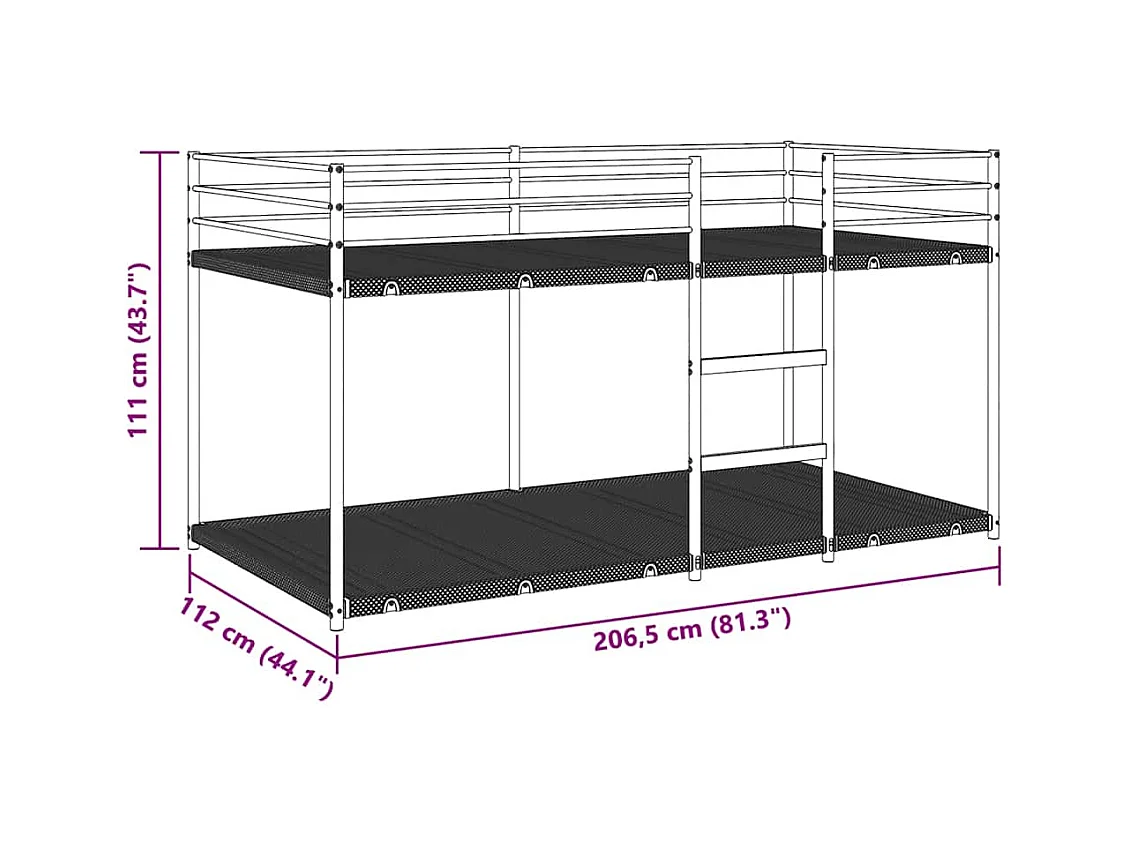Stapelbed zonder matras 107x203 cm staal wit