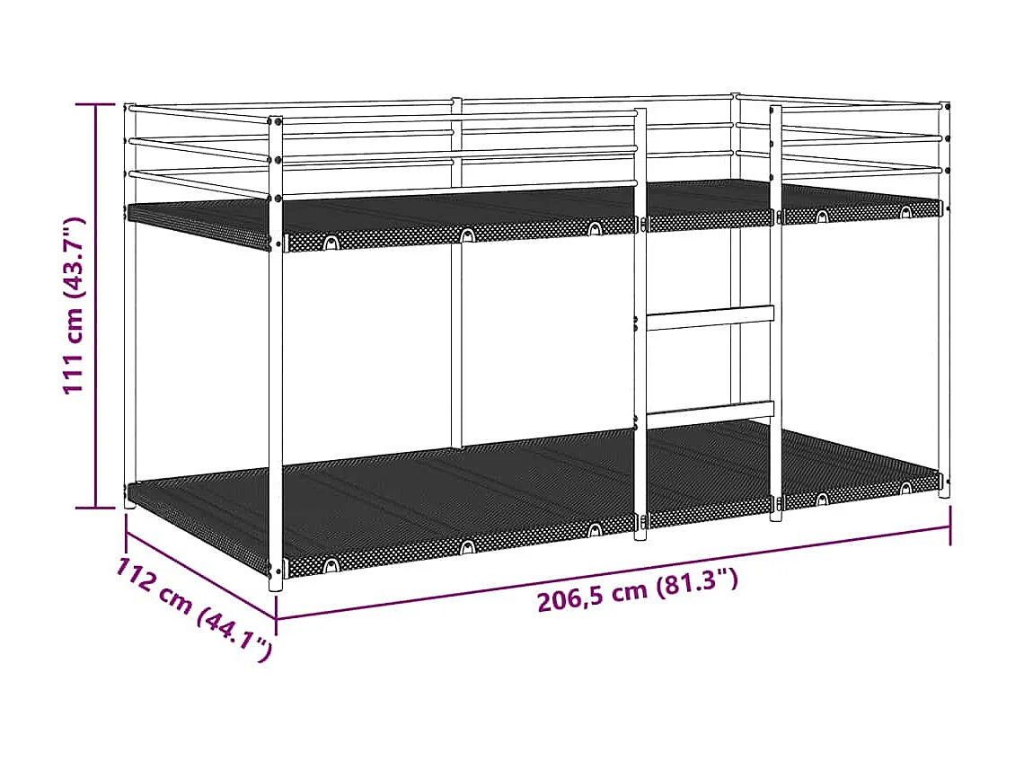 Lit superposé sans matelas blanc 107x203 cm acier