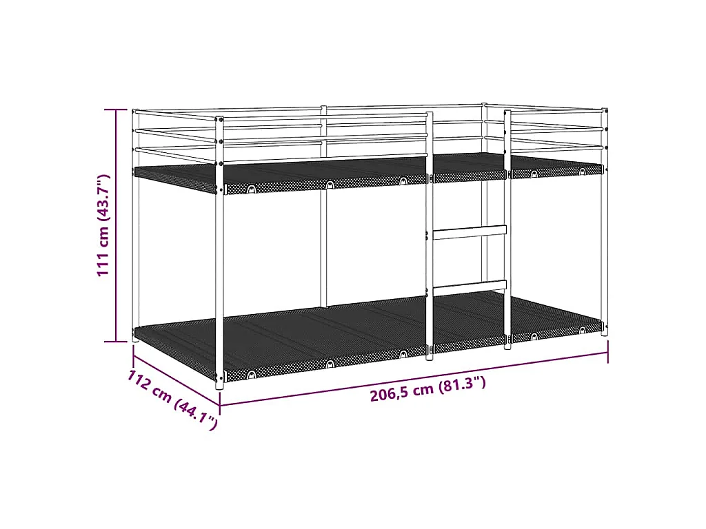 Lit superposé sans matelas blanc 107x203 cm acier