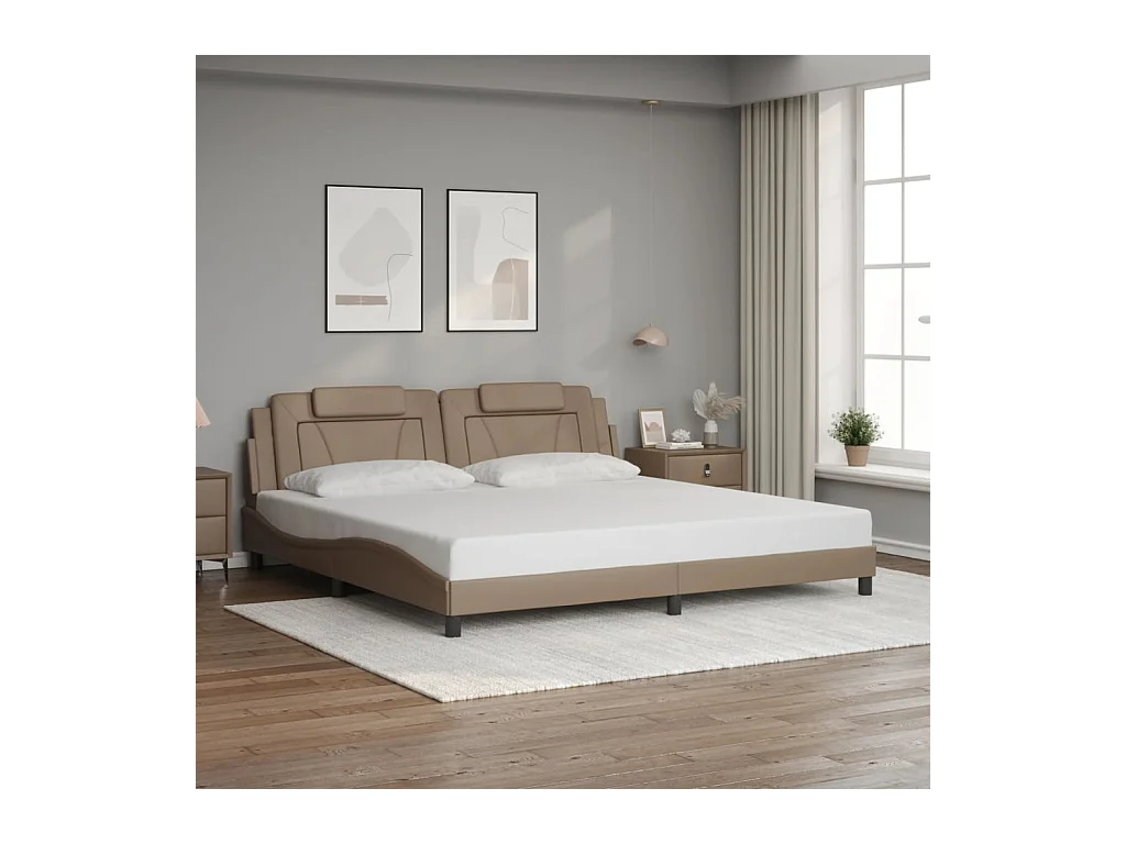 Cadre de lit sans matelas cappuccino 200x200 cm similicuir