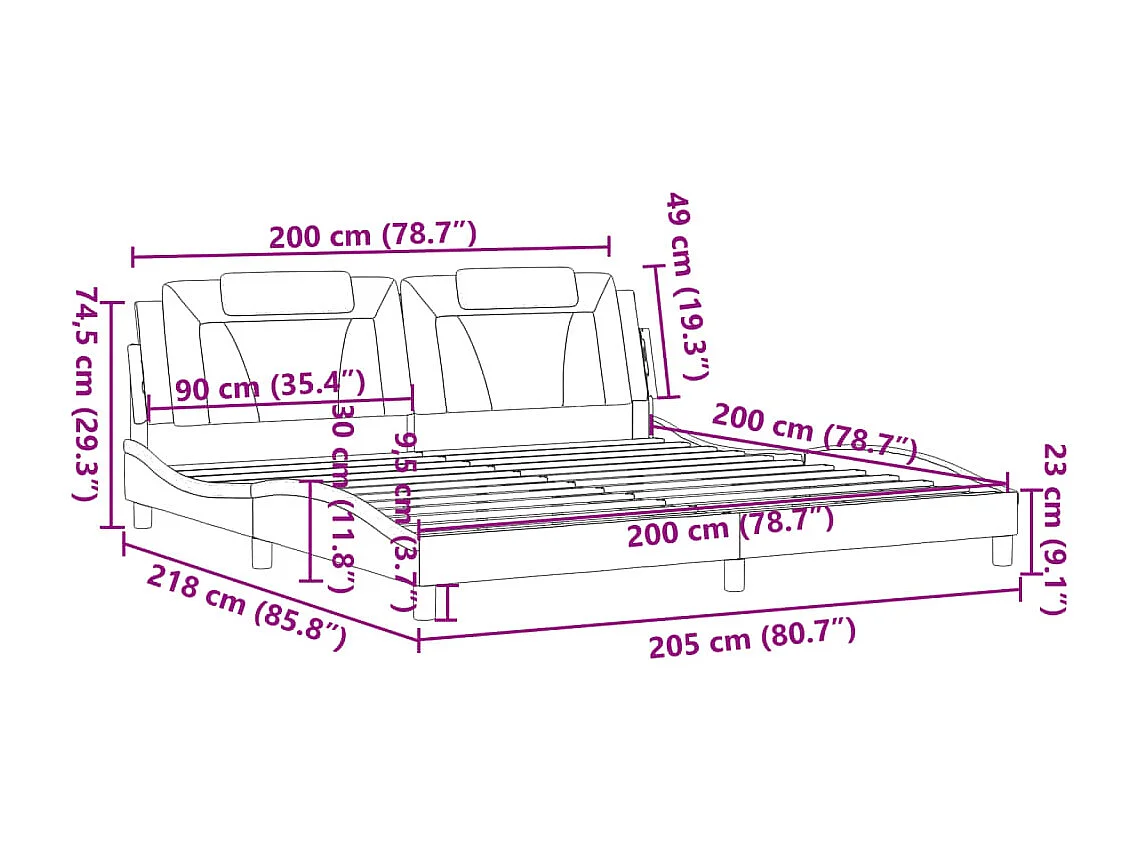 Bettgestell "Viana" ohne Matratze Cappuccino-Braun 200x200 cm Kunstleder