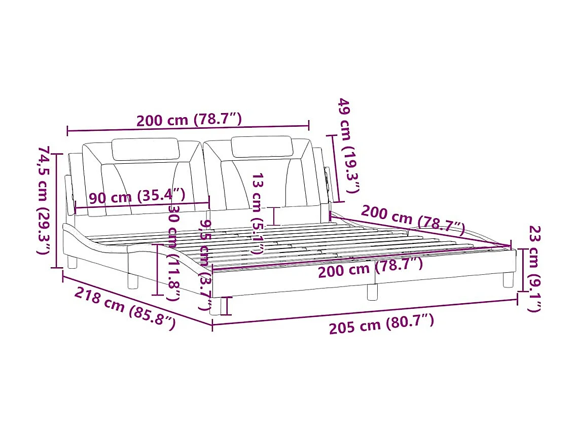 Bettgestell "Viana" ohne Matratze Cappuccino-Braun 200x200 cm Kunstleder