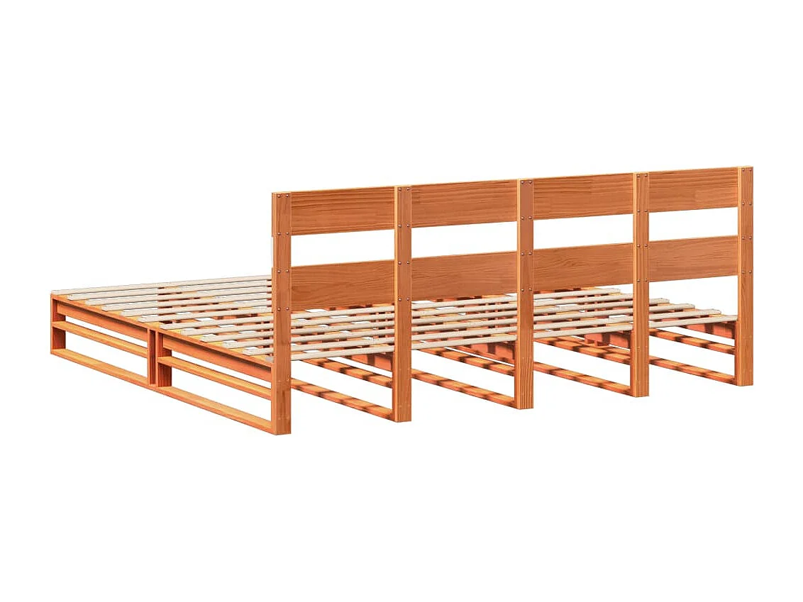Cadre de lit sans matelas cire marron 200x200cm bois pin massif