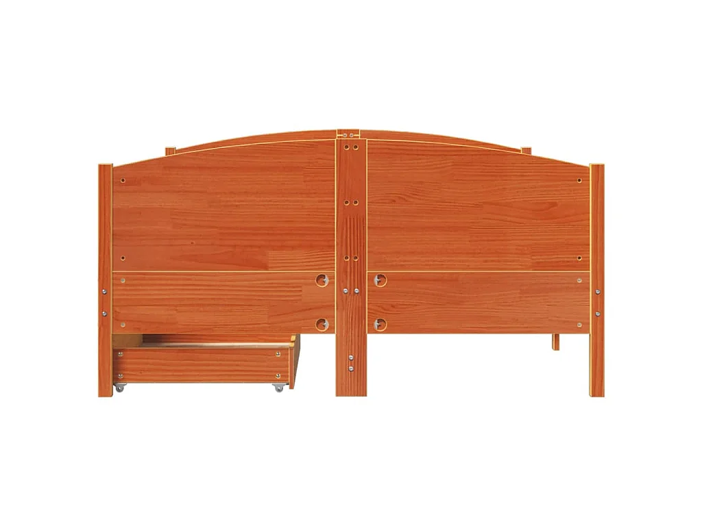 Cama sem colchão 150x200 cm madeira pinho maciça castanho-mel