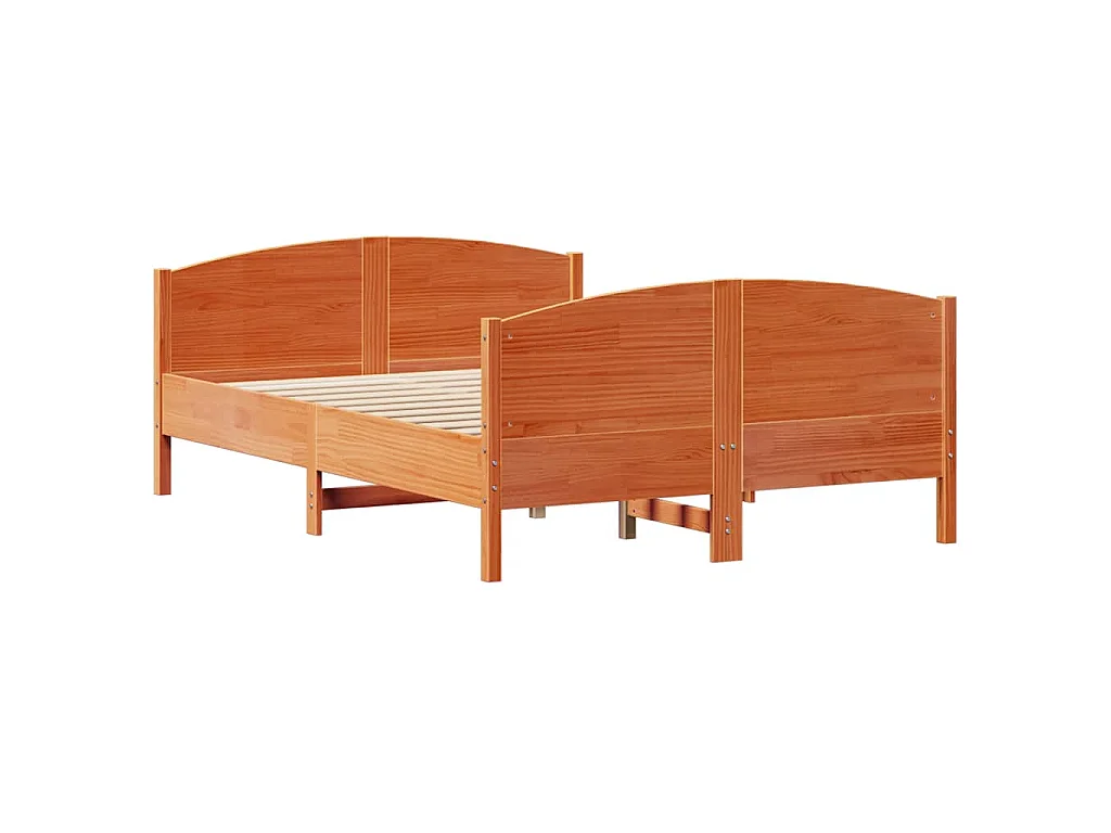 Cama sem colchão 150x200 cm madeira pinho maciça castanho-mel