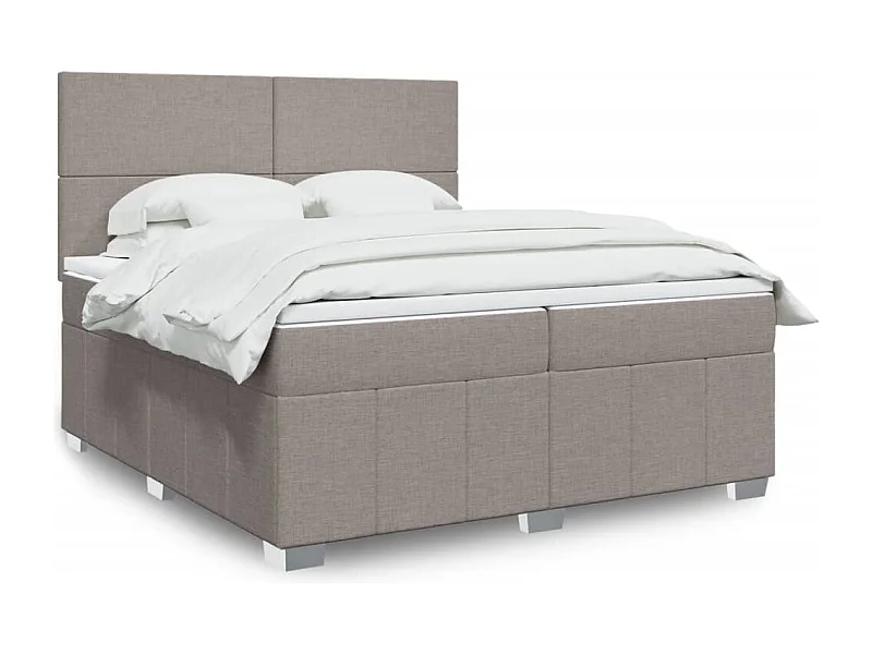 Sommier à lattes de lit avec matelas Taupe 200x200 cm Tissu