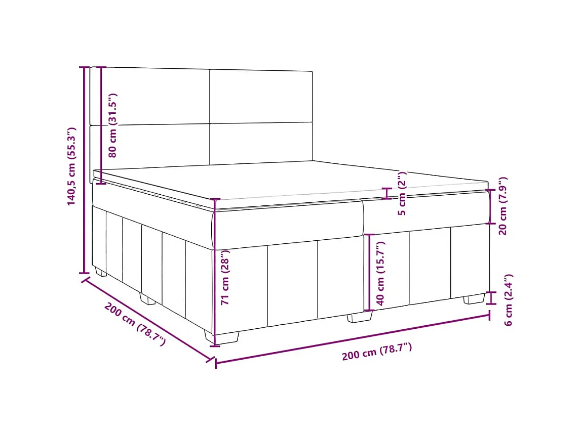 Boxspringbett mit Matratze Taupe 200x200 cm Stoff