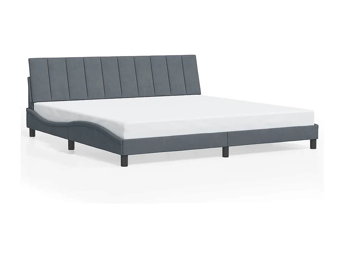 Cadre de lit sans matelas Hanko gris foncé 200x200 cm velours