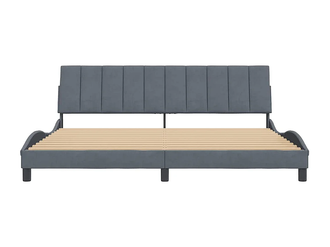 Cadre de lit sans matelas Hanko gris foncé 200x200 cm velours