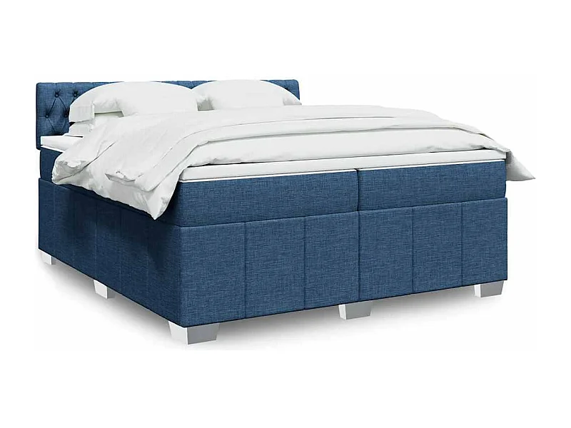 Boxspring met matras stof blauw 200x200 cm