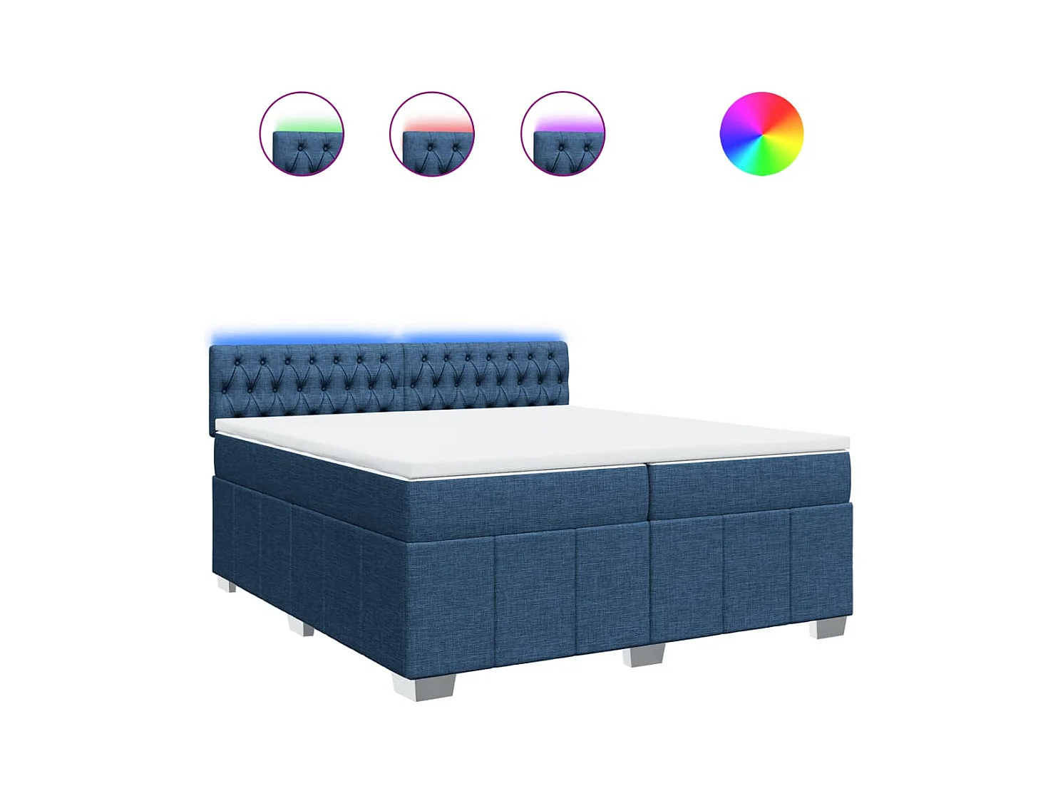 Boxspringbett mit Matratze Blau 200x200 cm Stoff