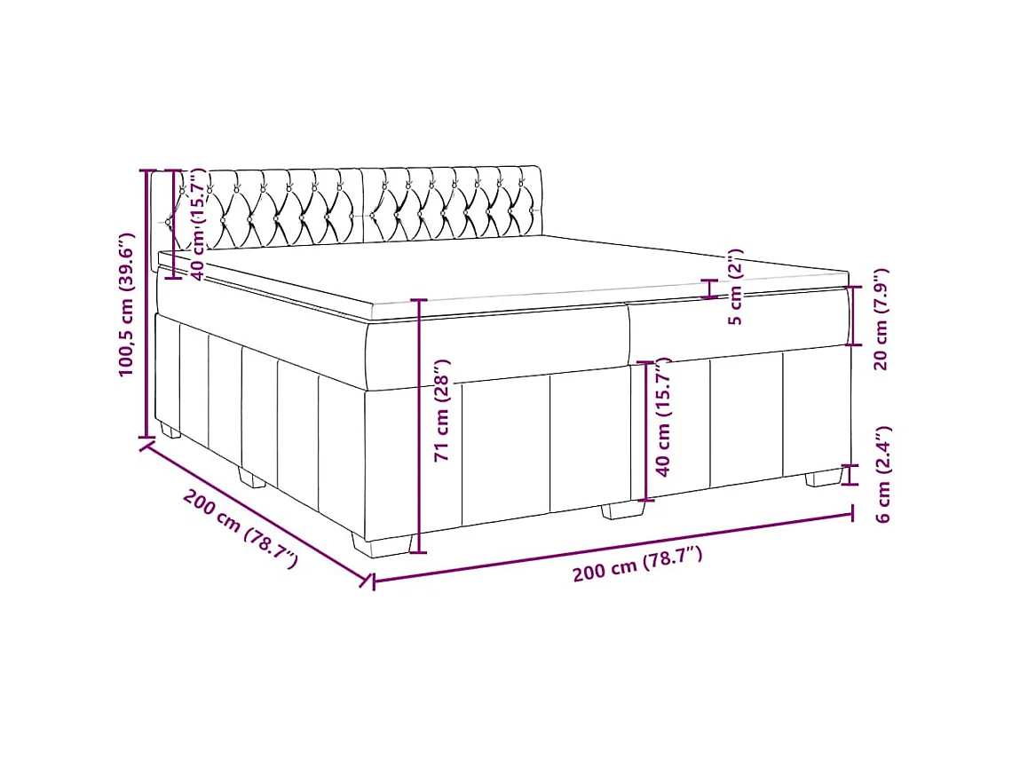 Boxspringbett mit Matratze Blau 200x200 cm Stoff