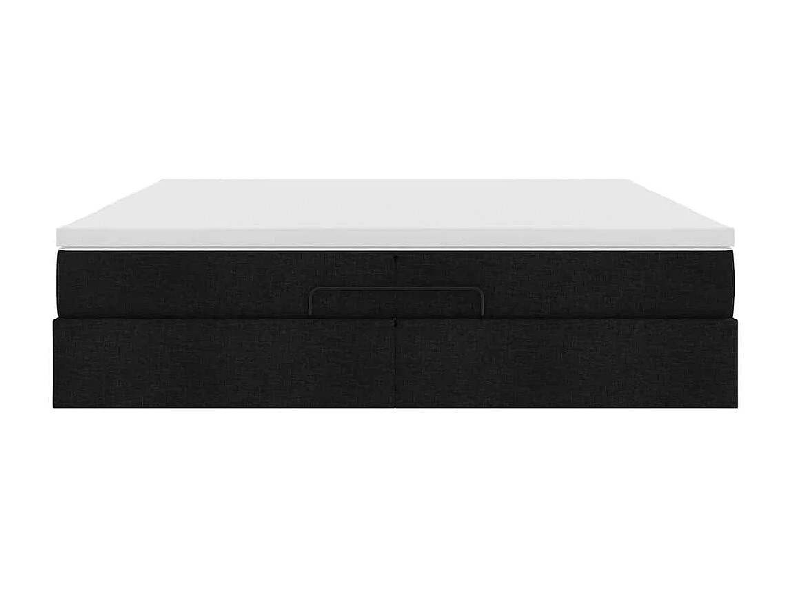 Cadre de lit ottoman avec matelas noir 200x200cm tissu