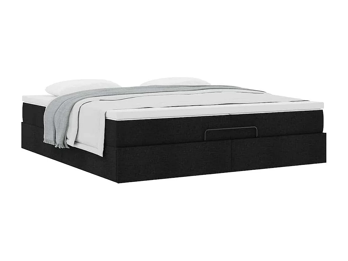 Cadre de lit ottoman avec matelas noir 200x200cm tissu