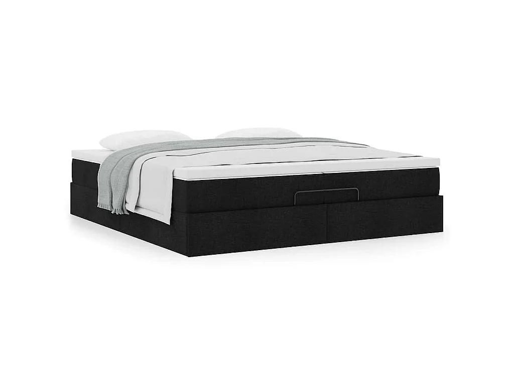 Ottoman-Bett mit Matratzen Schwarz 200x200 cm Stoff