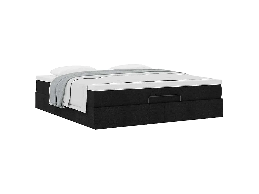 Ottoman-Bett mit Matratzen Schwarz 200x200 cm Stoff