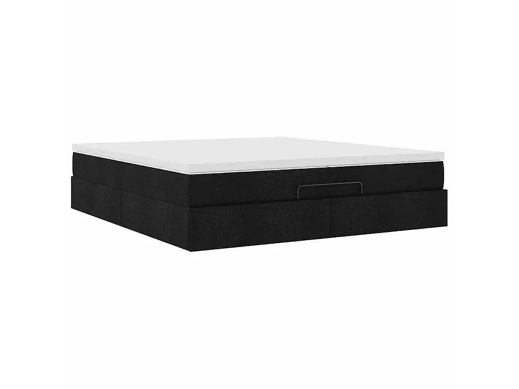 Ottoman-Bett mit Matratzen Schwarz 200x200 cm Stoff
