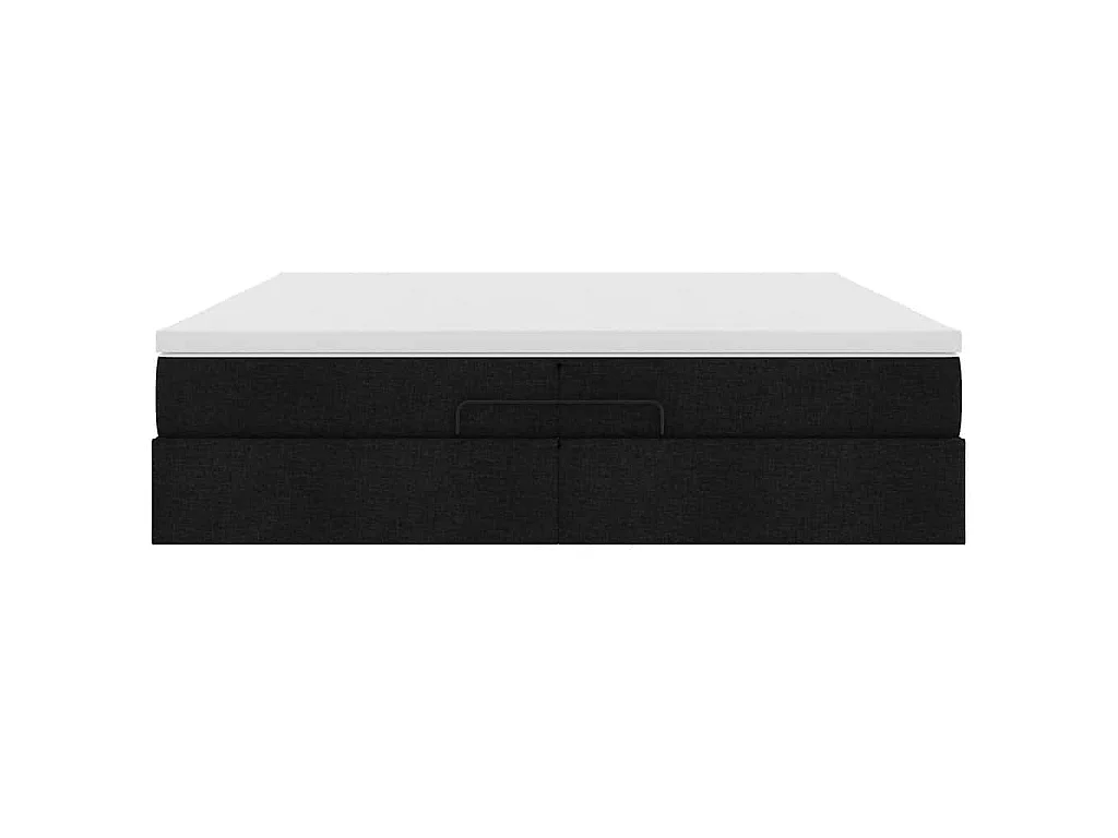 Ottoman-Bett mit Matratzen Schwarz 200x200 cm Stoff